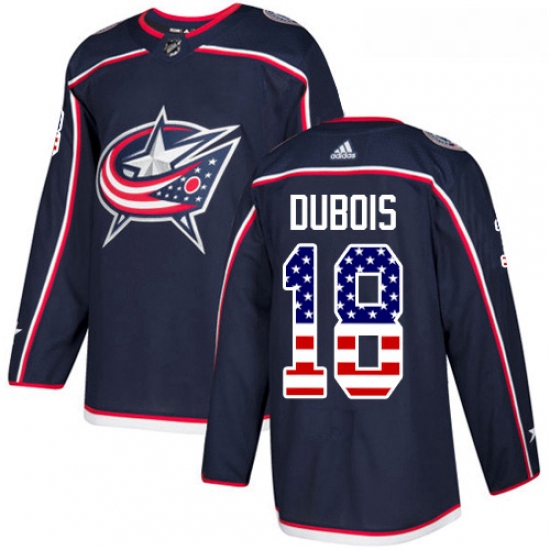 Youth Adidas Columbus Blue Jackets 18 Pierre Luc Dubois Authentic Navy Blue USA Flag Fashion NHL Jer