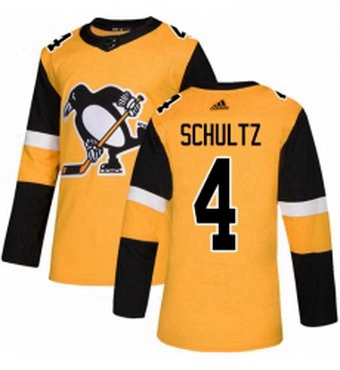 Mens Adidas Pittsburgh Penguins 4 Justin Schultz Premier Gold Alternate NHL Jersey