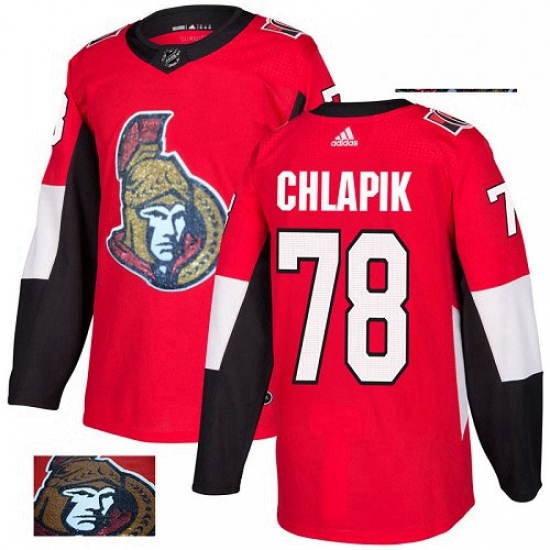 Mens Adidas Ottawa Senators 78 Filip Chlapik Authentic Red Fashion Gold NHL Jersey