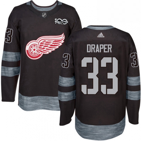 Mens Adidas Detroit Red Wings 33 Kris Draper Authentic Black 1917 2017 100th Anniversary NHL Jersey