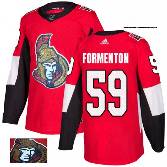 Mens Adidas Ottawa Senators 59 Alex Formenton Authentic Red Fashion Gold NHL Jersey