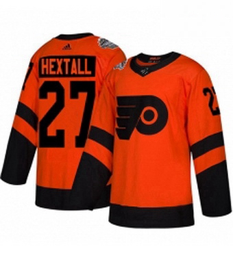 Mens Adidas Philadelphia Flyers 27 Ron Hextall Orange Authentic 2019 Stadium Series Stitched NHL Jer