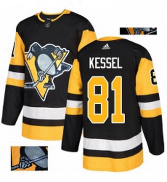 Mens Adidas Pittsburgh Penguins 81 Phil Kessel Authentic Black Fashion Gold NHL Jersey