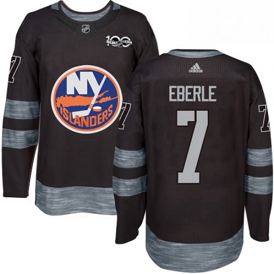 Mens Adidas New York Islanders 7 Jordan Eberle Authentic Black 1917 2017 100th Anniversary NHL Jerse