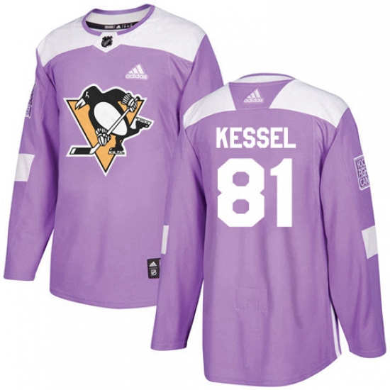 Mens Adidas Pittsburgh Penguins 81 Phil Kessel Authentic Purple Fights Cancer Practice NHL Jersey