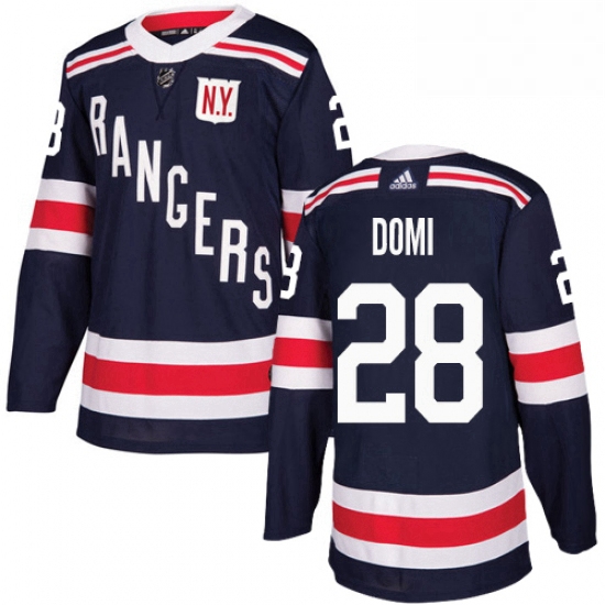 Mens Adidas New York Rangers 28 Tie Domi Authentic Navy Blue 2018 Winter Classic NHL Jersey