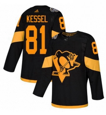 Mens Adidas Pittsburgh Penguins 81 Phil Kessel Black Authentic 2019 Stadium Series Stitched NHL Jers