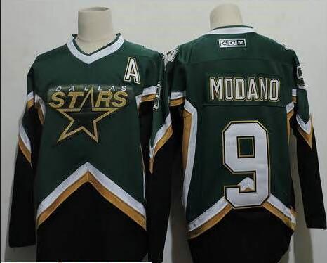 Men Dallas Stars 9 Mike Modano 2005 White CCM Throwback Stitched Vintage Hockey Jersey