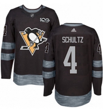 Mens Adidas Pittsburgh Penguins 4 Justin Schultz Authentic Black 1917 2017 100th Anniversary NHL Jer