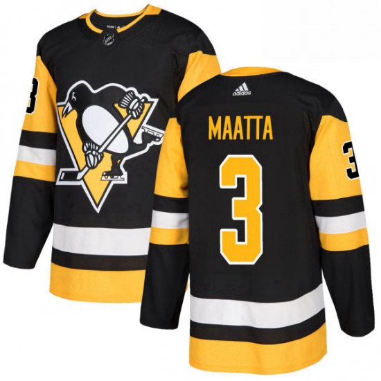 Mens Adidas Pittsburgh Penguins 3 Olli Maatta Authentic Black Home NHL Jersey