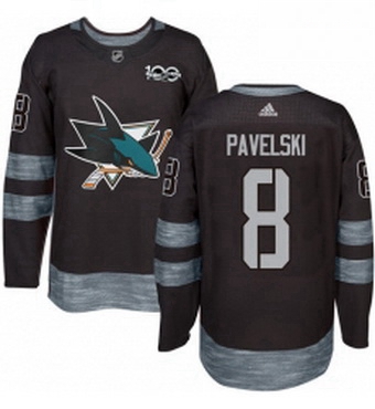 Mens Adidas San Jose Sharks 8 Joe Pavelski Authentic Black 1917 2017 100th Anniversary NHL Jersey