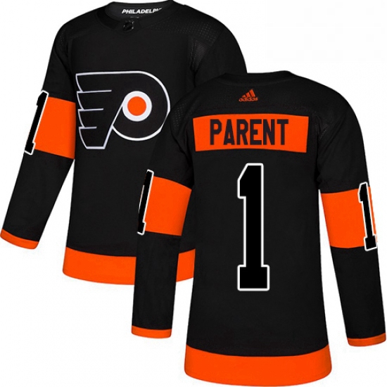 Mens Adidas Philadelphia Flyers 1 Bernie Parent Premier Black Alternate NHL Jersey