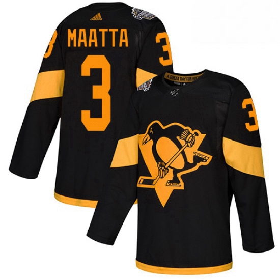 Mens Adidas Pittsburgh Penguins 3 Olli Maatta Black Authentic 2019 Stadium Series Stitched NHL Jerse