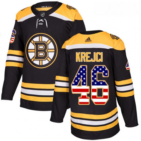 Youth Adidas Boston Bruins 46 David Krejci Authentic Black USA Flag Fashion NHL Jersey