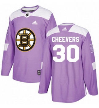 Youth Adidas Boston Bruins 30 Gerry Cheevers Authentic Purple Fights Cancer Practice NHL Jersey