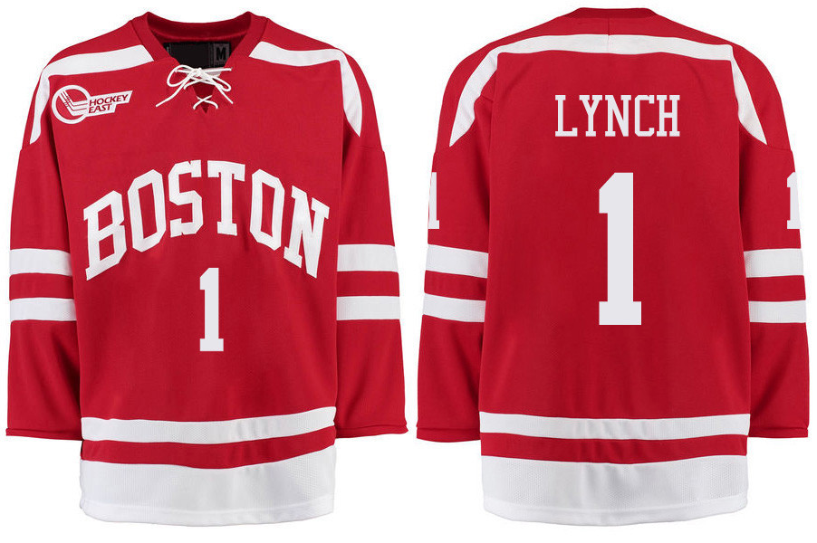 Boston University Terriers BU 1 Nico Lynch Red Stitched Hockey Jersey