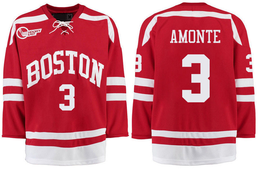 Boston University Terriers BU 3 Tony Amonte Red Stitched Hockey Jersey