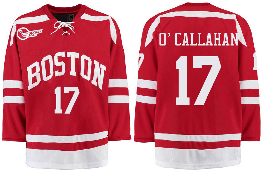 Boston University Terriers BU 17 Jack OCallahan Red Stitched Hockey Jersey