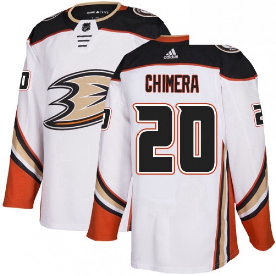 Mens Adidas Anaheim Ducks 20 Jason Chimera Authentic White Away NHL Jersey