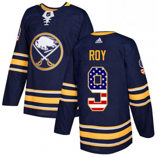 Mens Adidas Buffalo Sabres 9 Derek Roy Authentic Navy Blue USA Flag Fashion NHL Jersey