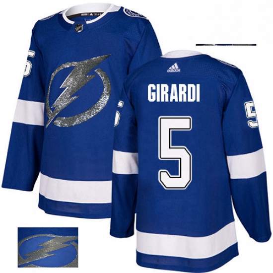 Mens Adidas Tampa Bay Lightning 5 Dan Girardi Authentic Royal Blue Fashion Gold NHL Jersey