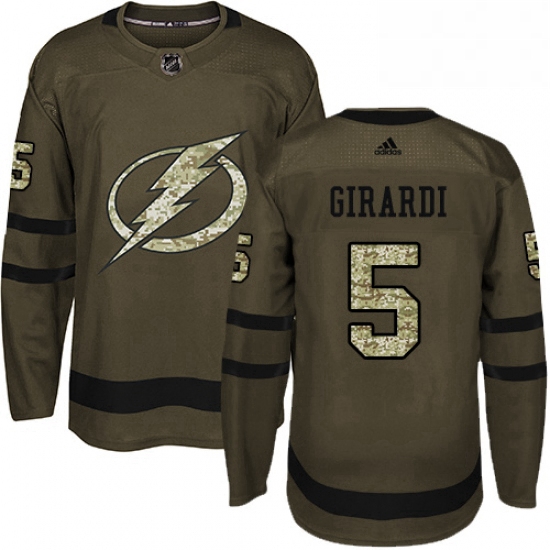 Mens Adidas Tampa Bay Lightning 5 Dan Girardi Authentic Green Salute to Service NHL Jersey