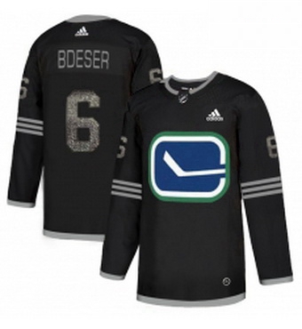 Mens Adidas Vancouver Canucks 6 Brock Boeser Black 1 Authentic Classic Stitched NHL Jersey