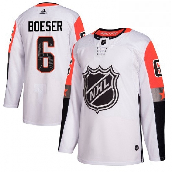 Mens Adidas Vancouver Canucks 6 Brock Boeser Authentic White 2018 All Star Pacific Division NHL Jers