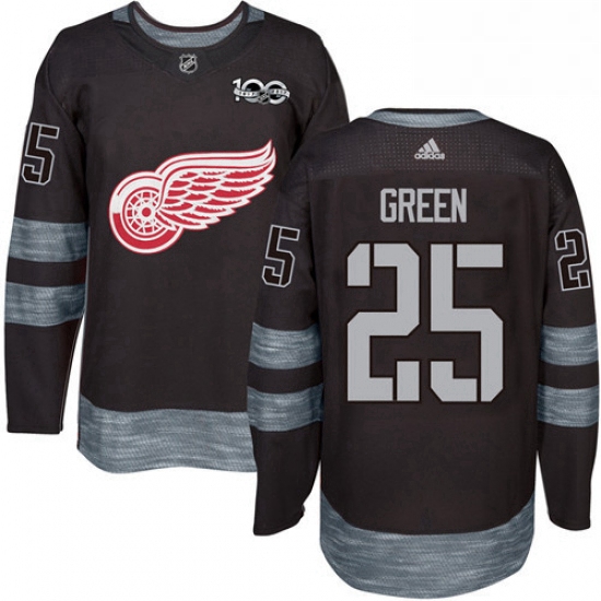 Mens Adidas Detroit Red Wings 25 Mike Green Authentic Black 1917 2017 100th Anniversary NHL Jersey