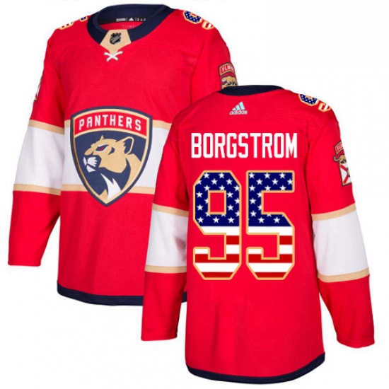 Mens Adidas Florida Panthers 95 Henrik Borgstrom Authentic Red USA Flag Fashion NHL Jersey