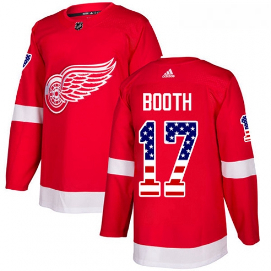 Youth Adidas Detroit Red Wings 17 David Booth Authentic Red USA Flag Fashion NHL Jersey