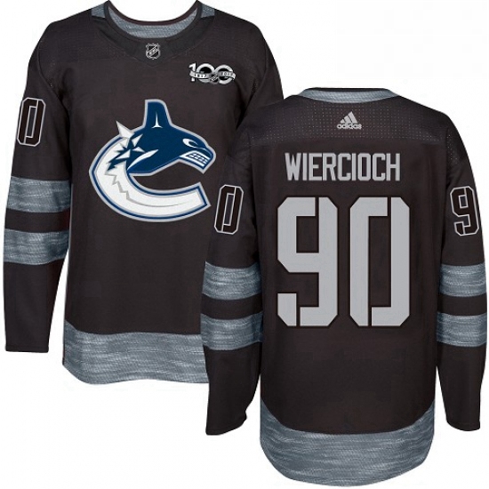 Mens Adidas Vancouver Canucks 90 Patrick Wiercioch Premier Black 1917 2017 100th Anniversary NHL Jer