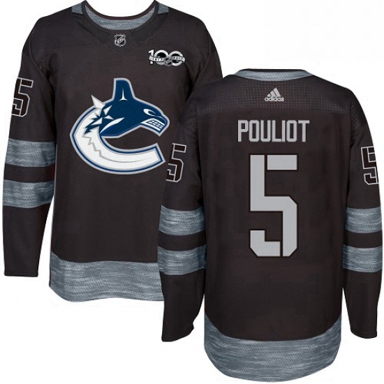 Mens Adidas Vancouver Canucks 5 Derrick Pouliot Premier Black 1917 2017 100th Anniversary NHL Jersey