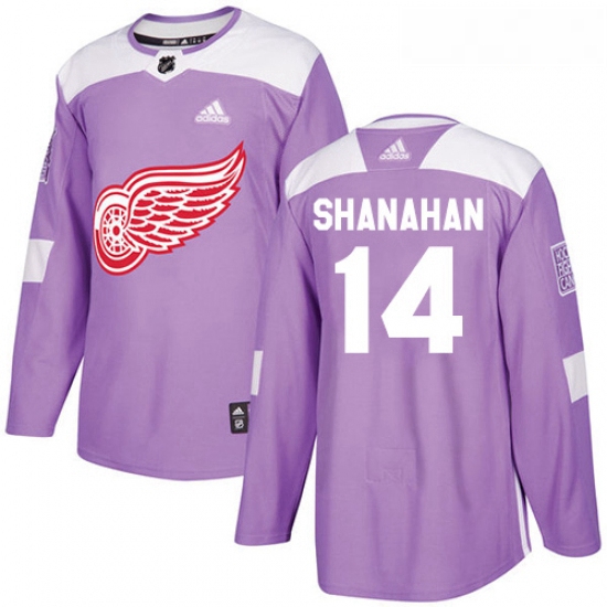 Youth Adidas Detroit Red Wings 14 Brendan Shanahan Authentic Purple Fights Cancer Practice NHL Jerse