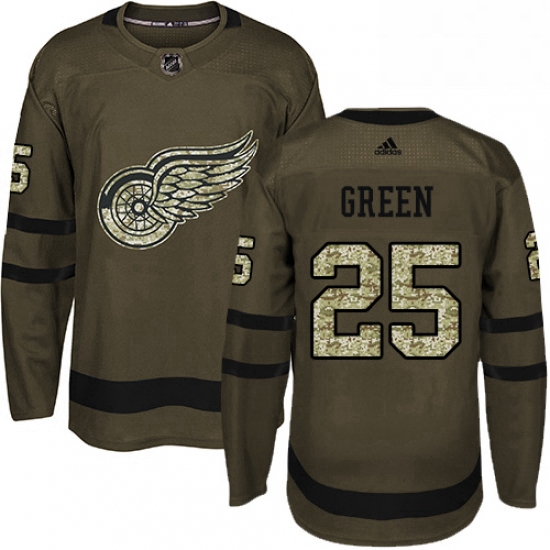 Mens Adidas Detroit Red Wings 25 Mike Green Authentic Green Salute to Service NHL Jersey