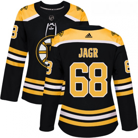 Womens Adidas Boston Bruins 68 Jaromir Jagr Authentic Black Home NHL Jersey