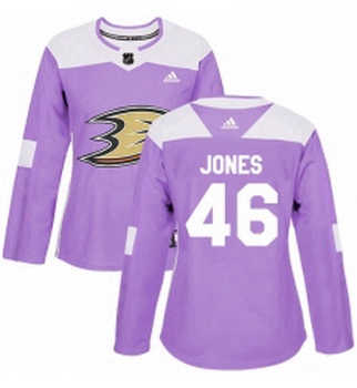 Womens Adidas Anaheim Ducks 46 Max Jones Authentic Purple Fights Cancer Practice NHL Jersey