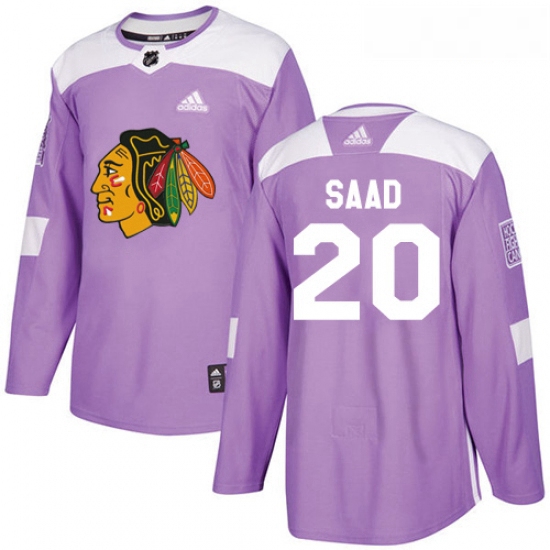 Youth Adidas Chicago Blackhawks 20 Brandon Saad Authentic Purple Fights Cancer Practice NHL Jersey