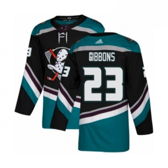 Mens Adidas Anaheim Ducks 23 Brian Gibbons Premier Black Teal Alternate NHL Jersey