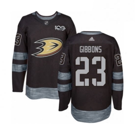 Mens Adidas Anaheim Ducks 23 Brian Gibbons Authentic Black 1917 2017 100th Anniversary NHL Jersey