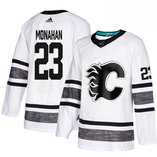 Mens Adidas Calgary Flames 23 Sean Monahan White 2019 All Star Game Parley Authentic Stitched NHL Je