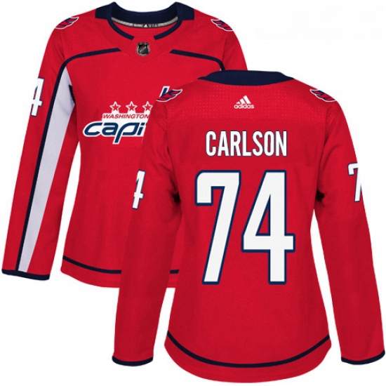 Womens Adidas Washington Capitals 74 John Carlson Premier Red Home NHL Jersey