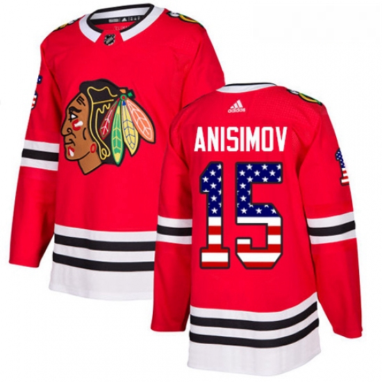 Youth Adidas Chicago Blackhawks 15 Artem Anisimov Authentic Red USA Flag Fashion NHL Jersey