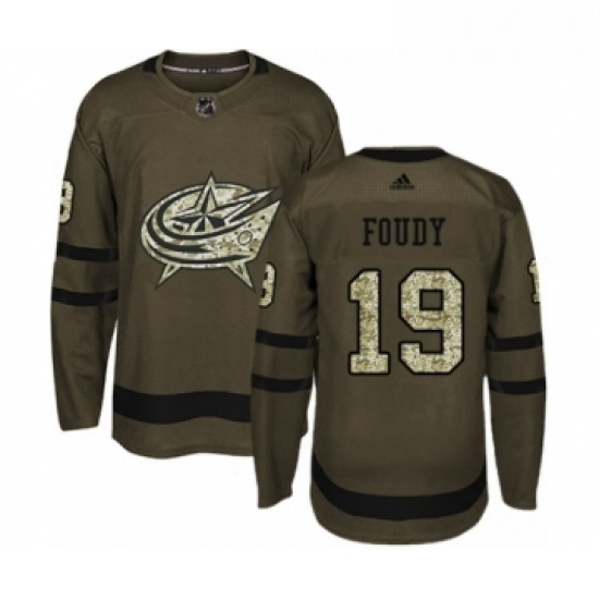 Youth Adidas Columbus Blue Jackets 19 Liam Foudy Premier Green Salute to Service NHL Jersey