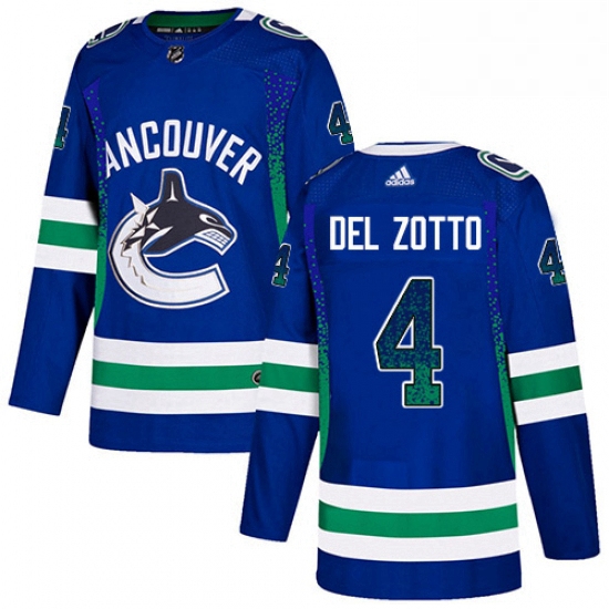 Mens Adidas Vancouver Canucks 4 Michael Del Zotto Authentic Blue Drift Fashion NHL Jersey