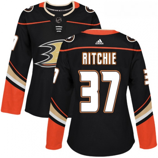 Womens Adidas Anaheim Ducks 37 Nick Ritchie Authentic Black Home NHL Jersey