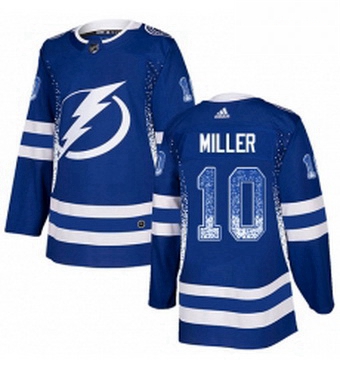 Mens Adidas Tampa Bay Lightning 10 JT Miller Authentic Blue Drift Fashion NHL Jersey