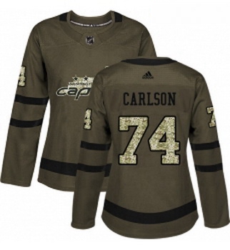 Womens Adidas Washington Capitals 74 John Carlson Authentic Green Salute to Service NHL Jersey