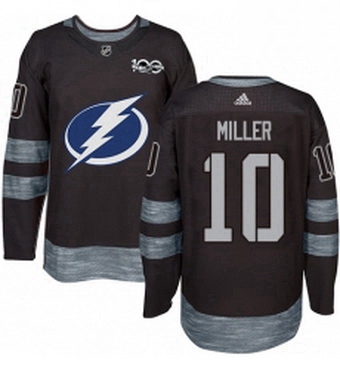 Mens Adidas Tampa Bay Lightning 10 JT Miller Authentic Black 1917 2017 100th Anniversary NHL Jersey