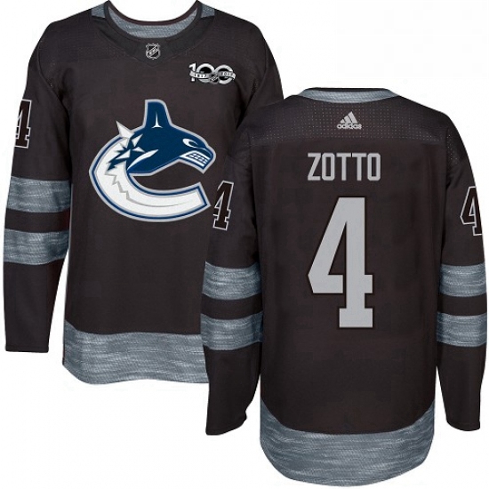 Mens Adidas Vancouver Canucks 4 Michael Del Zotto Authentic Black 1917 2017 100th Anniversary NHL Je